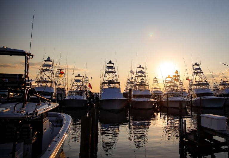 The Baytowne Marina at sunset