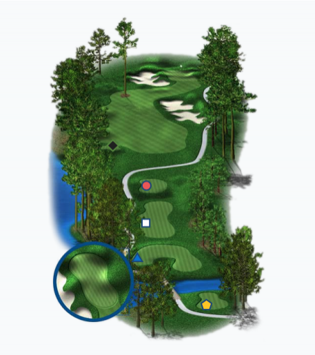 Illustration of Baytowne Golf Club's 1st hole. Par 4.