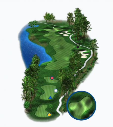 Illustration of Baytowne Golf Club's 10th hole. Par 4.