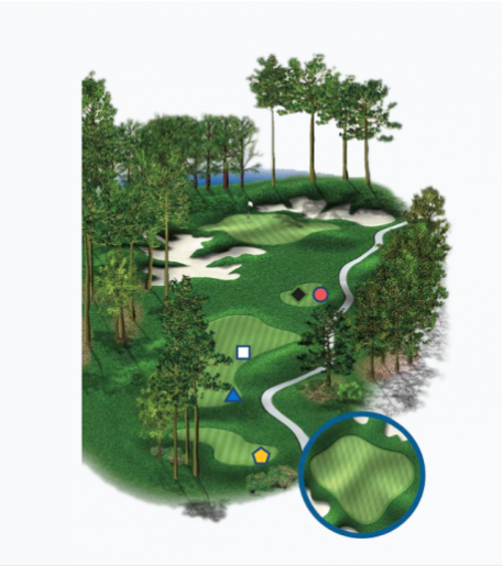 Illustration of Baytowne Golf Club's 11th hole. Par 3.