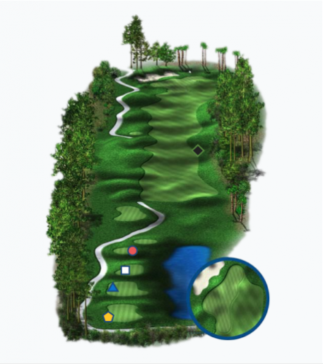 Illustration of Baytowne Golf Club's 13th hole. Par 4.