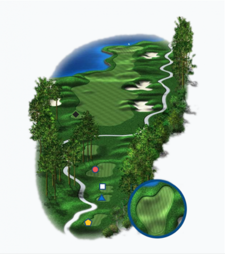 Illustration of Baytowne Golf Club's 16th hole. Par 4.