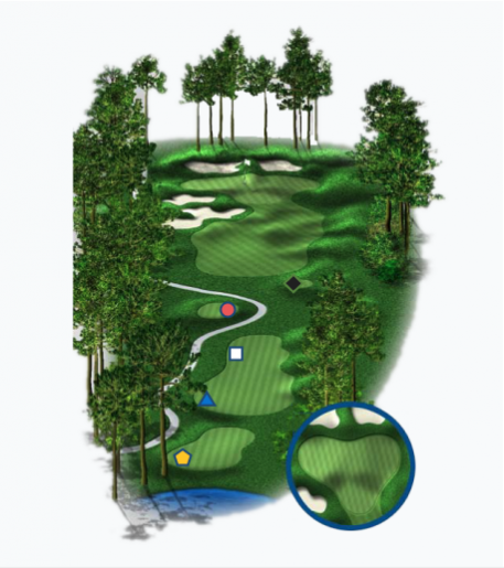 Illustration of Baytowne Golf Club's 17th hole. Par 3.