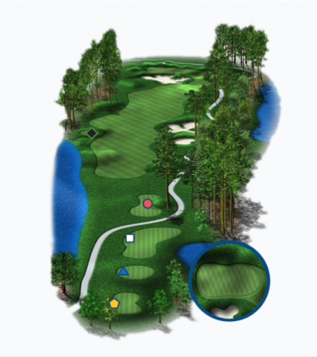 Illustration of Baytowne Golf Club's 18th hole. Par 4.