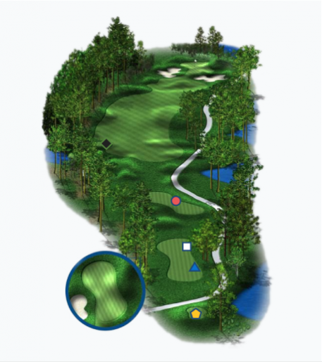 Illustration of Baytowne Golf Club's 2nd hole. Par 4.