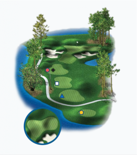 Illustration of Baytowne Golf Club's 3rd hole. Par 3.