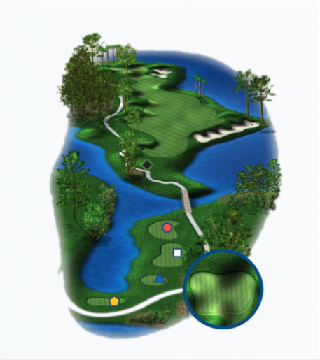 Illustration of Baytowne Golf Club's 4th hole. Par 3.