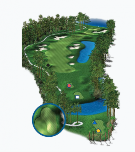Illustration of Baytowne Golf Club's 5th hole. Par 5.