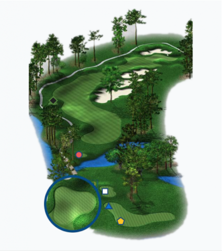 Illustration of Baytowne Golf Club's 6th hole. Par 4.