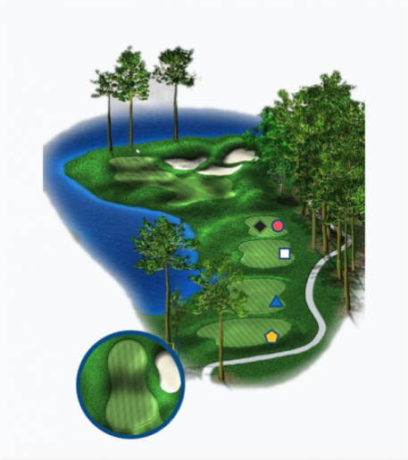 Illustration of Baytowne Golf Club's 7th hole. Par 3.