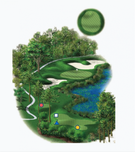 Illustration of Burnt Pine's 12th hole. Par 3.