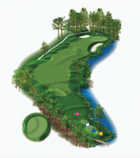 Illustration of Burnt Pine's 13th hole. Par 4.