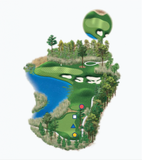 Illustration of Raven's 12th hole. Par 3.