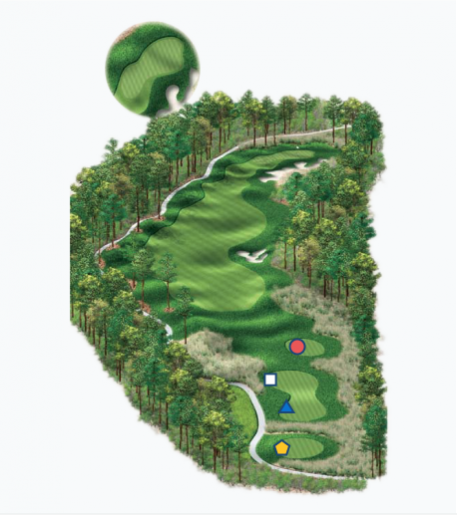 Illustration of Raven's 13th hole. Par 3.
