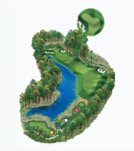 Illustration of Raven's 14th hole. Par 4.