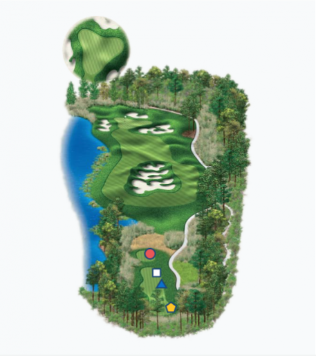 Illustration of Raven's 15th hole. Par 4.