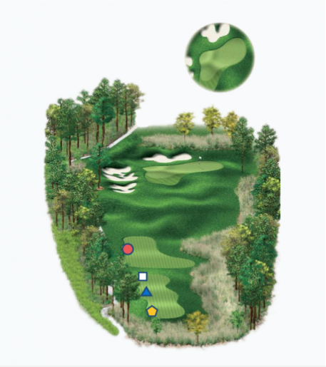 Illustration of Raven's 16th A hole. Par 3.