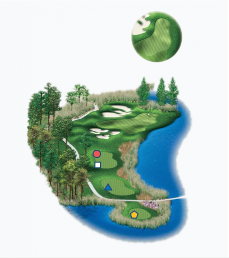 Illustration of Raven's 4th hole. Par 3.