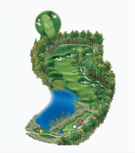 Illustration of Raven's 7th hole. Par 5.