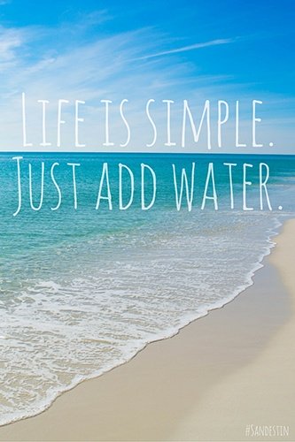 Ocean water with "Life is simple. Just add water."