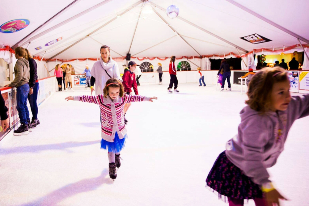 Kids ice skating