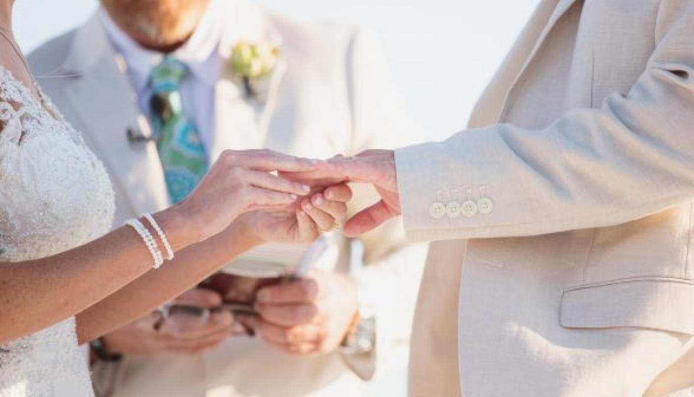 Bride and groom exchanging vows