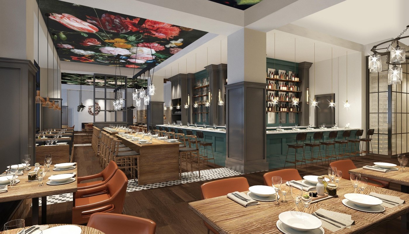 Interior of Ovide restaurant at Hotel Effie