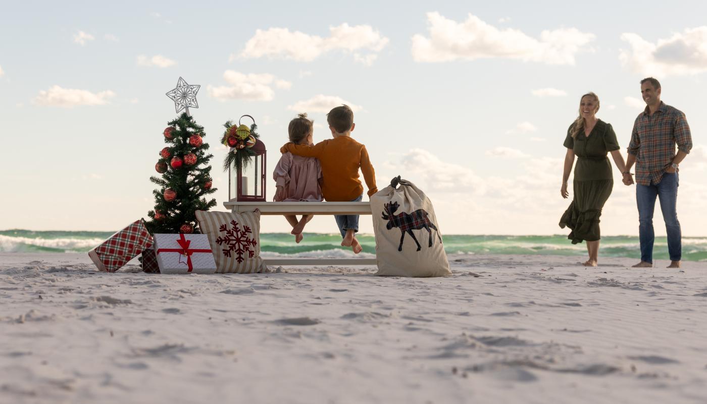 Family on the Sandestin Beach at Christmas