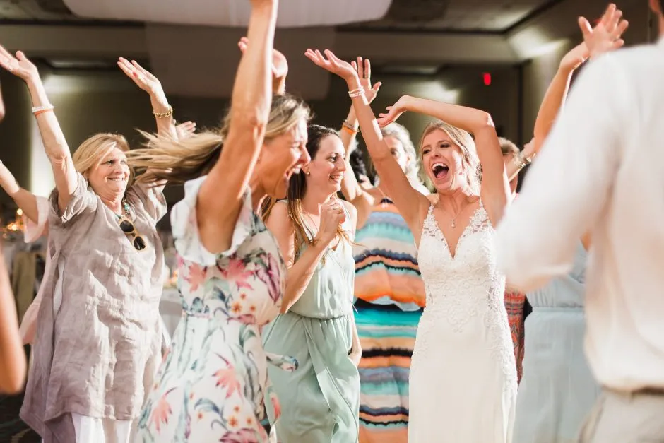 Bride dancing with guests