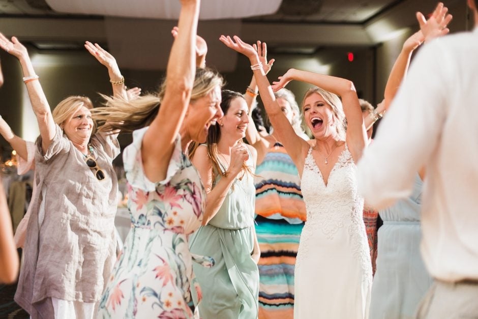 Bride dancing with guests