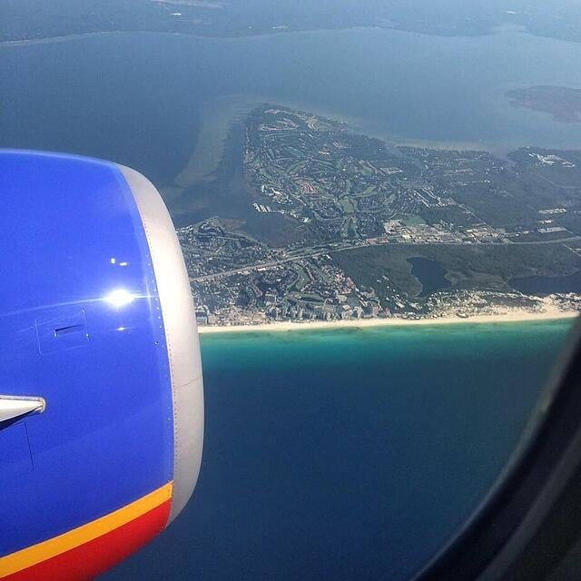 View from outside an airplane window