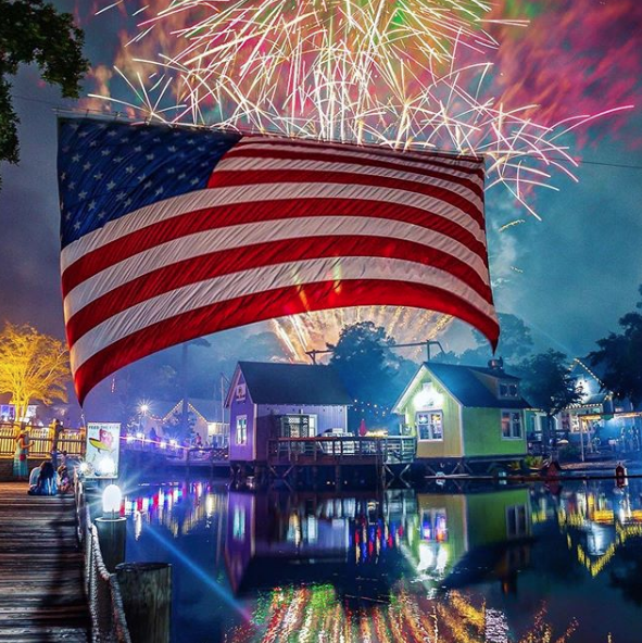 fireworks over the sky at Baytowne Warf