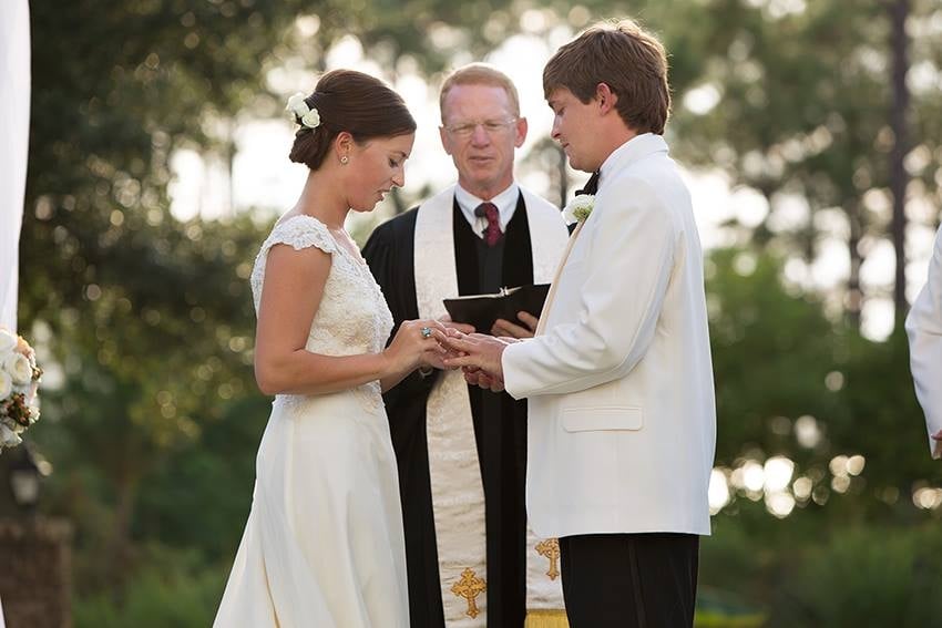 Bride and groom exchanging vows