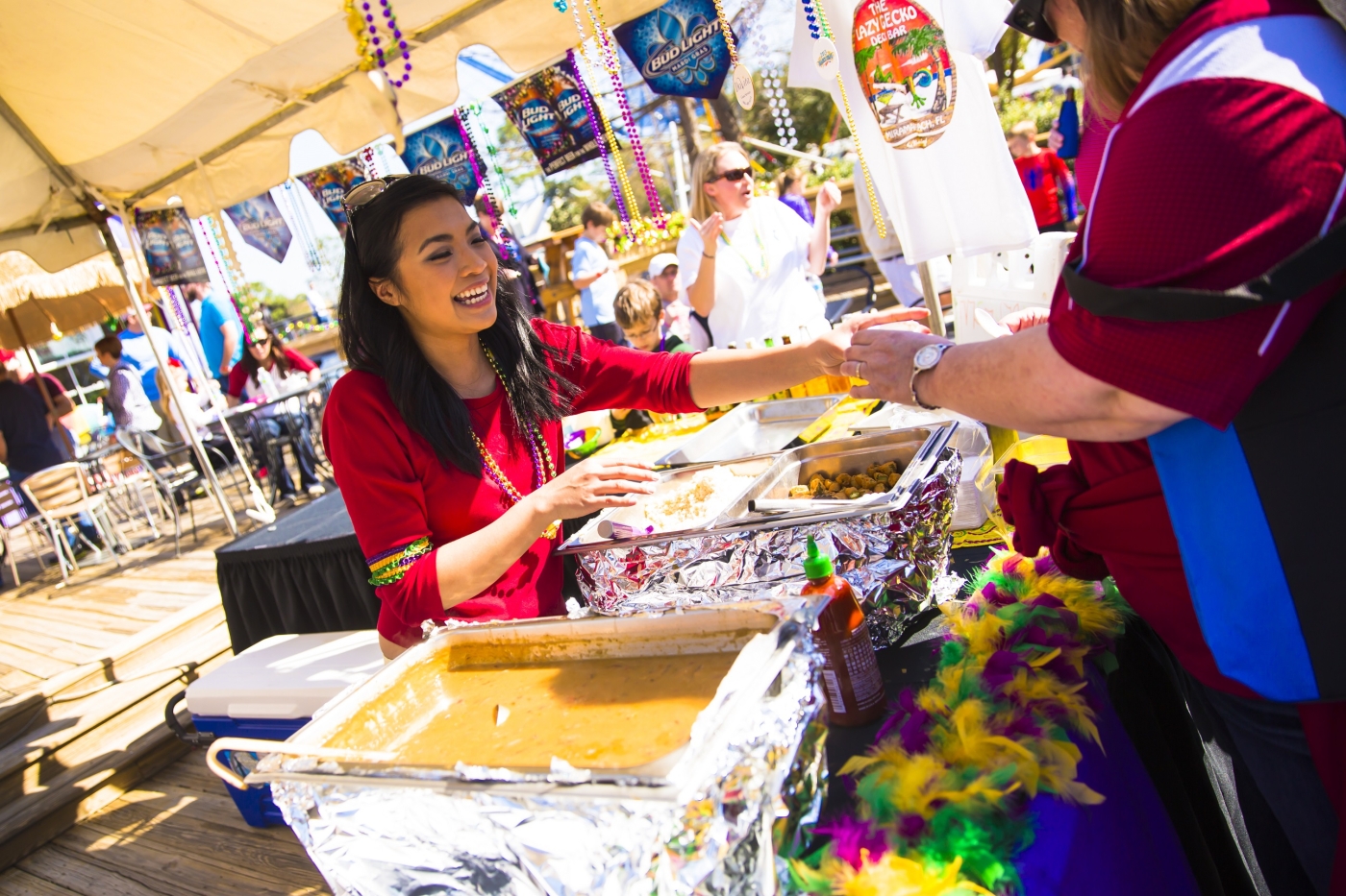 woman serving food