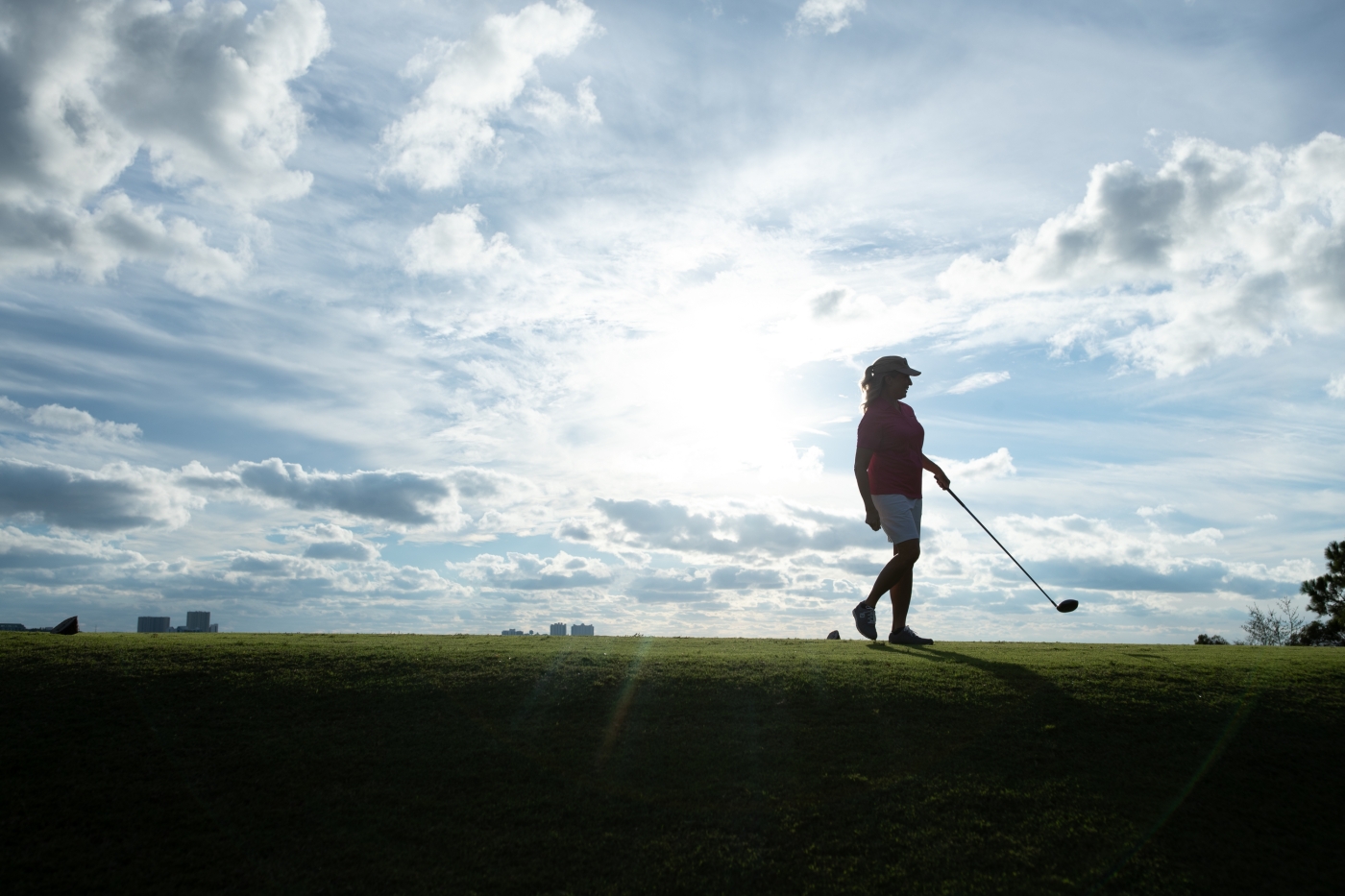 Woman playing golf