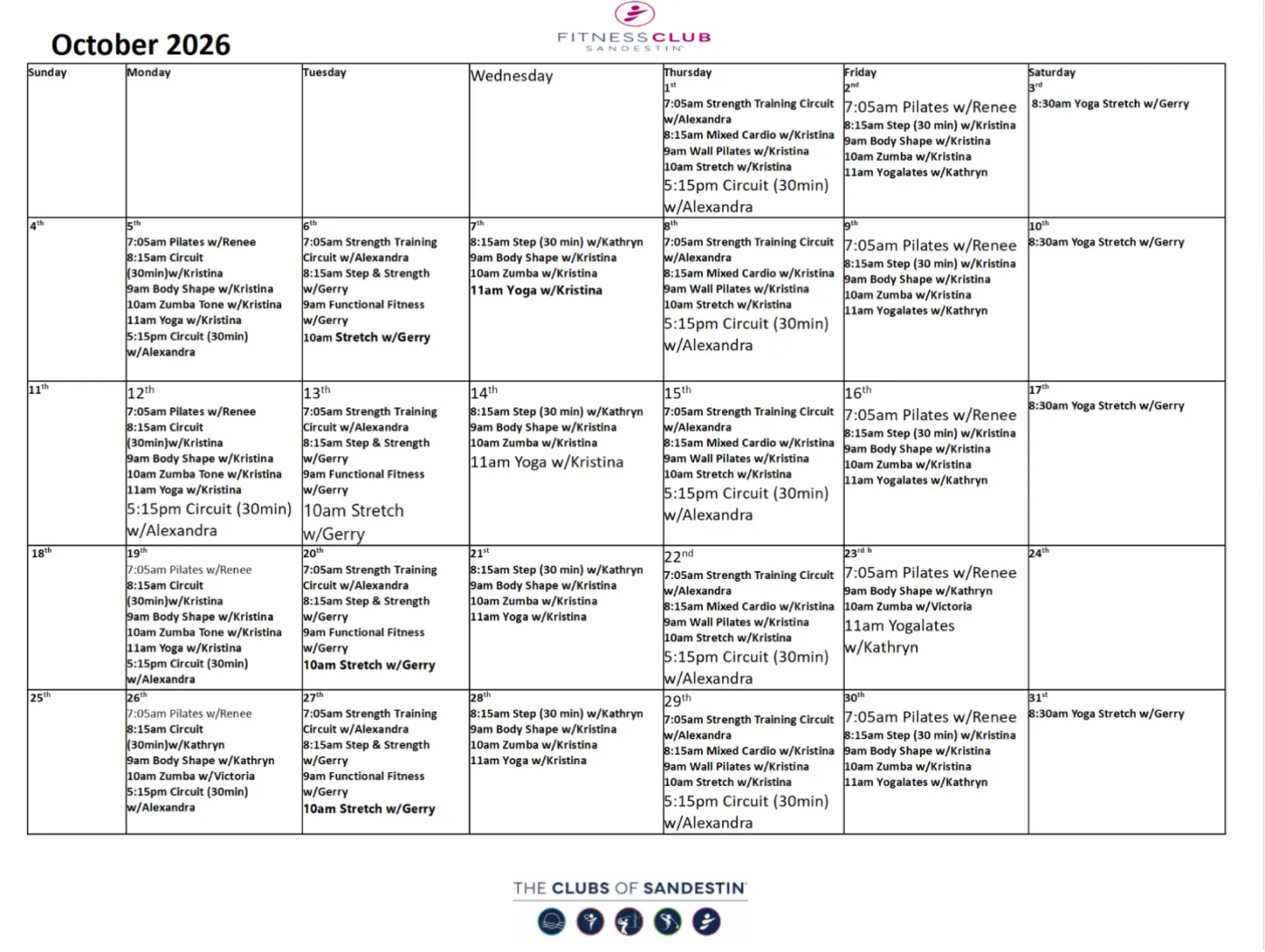 October Fitness Club 1 