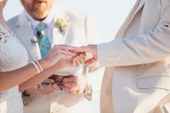 Bride and groom exchanging vows