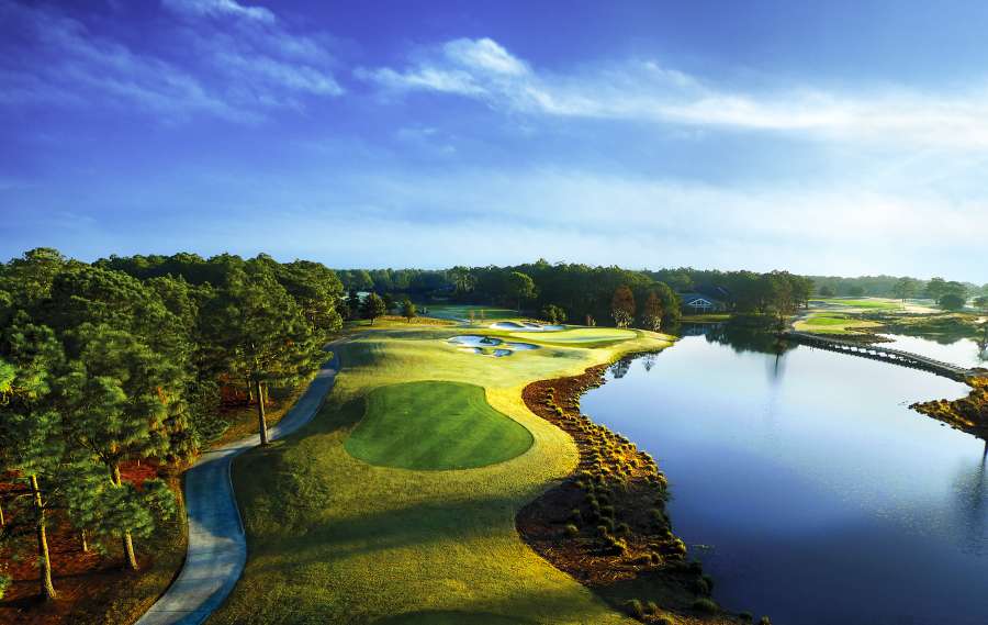 birds-eye view of golf course