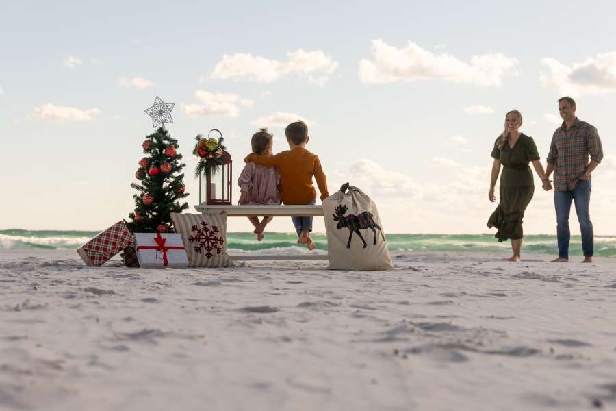 Family on the Sandestin Beach at Christmas