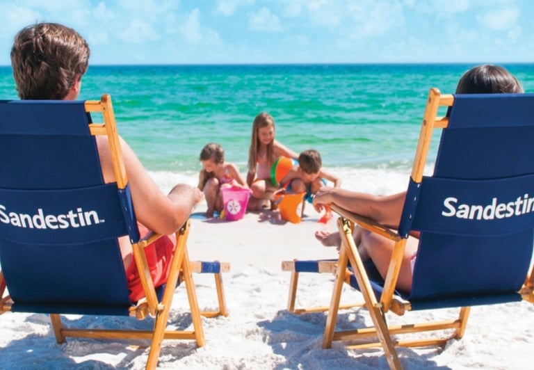 Family relaxing on the beach