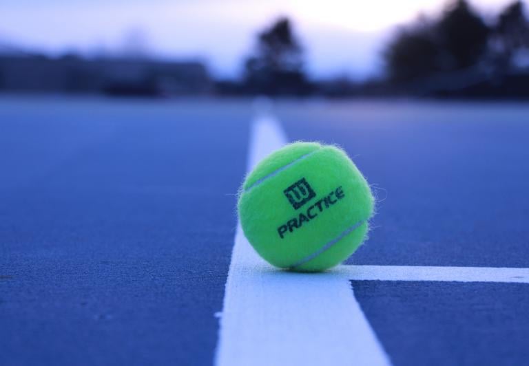 Tennis court at night