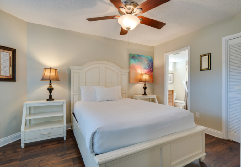 bedroom in a three bedroom Bayside unit