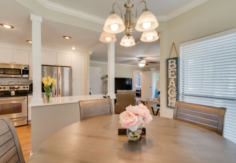 Dining area of a Bayside three bedroom unit