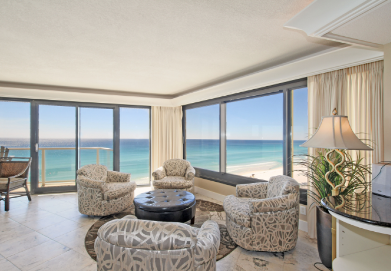 Living room in a three bedroom Beachside unit