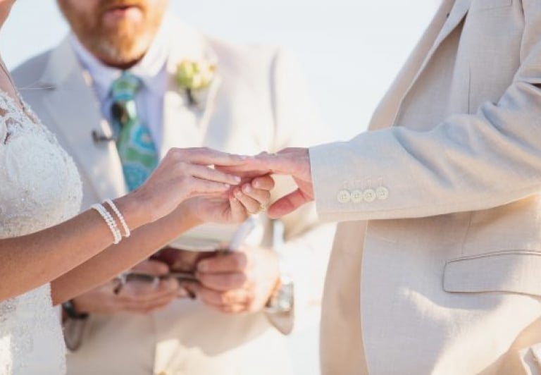 Bride and groom exchanging vows