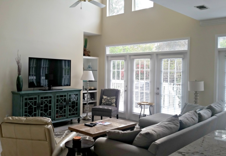 Living room in a two bedroom unit at Lakeside