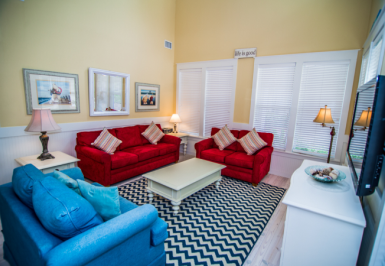 Living room in a two bedroom unit at Lakeside