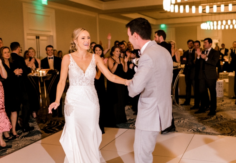 bride and groom dancing in the Azalea ballroom
