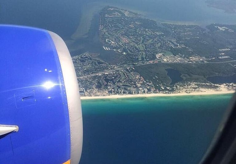 View from outside an airplane window