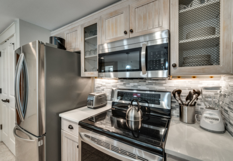 Kitchen in a village two bedroom unit